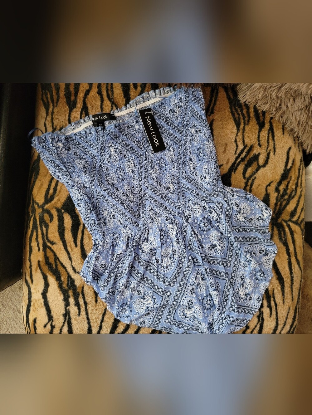 New Look Blue Bandana Strapless Juniors Tube Top New W Tag Sz Med.